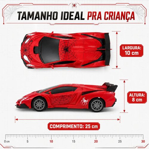 Carrinho de Controle Remoto Robô Transformer Homem Aranha Spider Infantil Transformer Que Vira Robô Recarregavel Kizumba