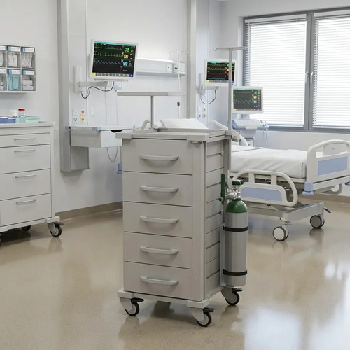 Carrinho de emergencia hospitalar madu extra 385 5 gavetas r