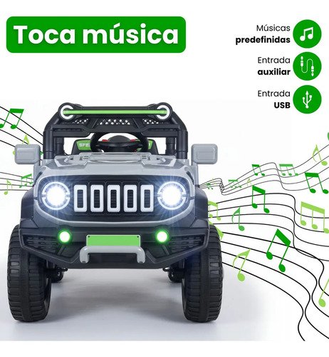 Carrinho eletrico infantil mini carro brinquedo passeio cinz