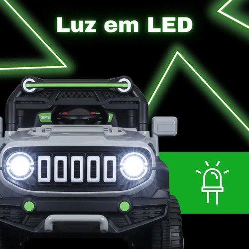 Carrinho Elétrico Infantil Mini Carro Brinquedo Passeio Cinza