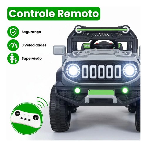 Carrinho Elétrico Infantil Mini Carro Brinquedo Passeio Cinza