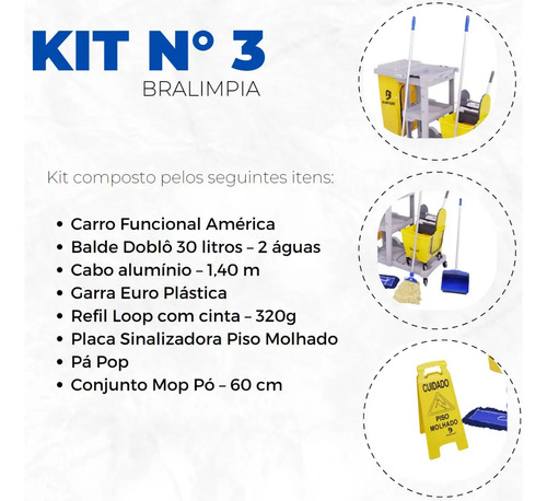 Carrinho Limpeza Profissional Balde Doblô 30L Mop e Acessórios