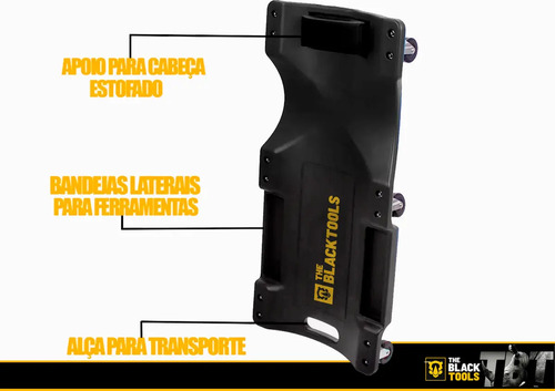 Carrinho Tipo Esteira Para Mecânico Profissional Com Encosto BTE2000 The Black Tools