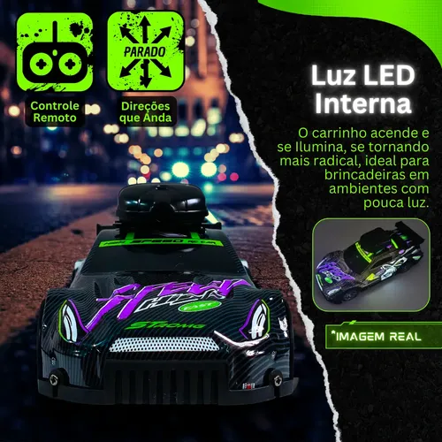 Carro controle remoto com camera app led 50m rc recarregavel 4