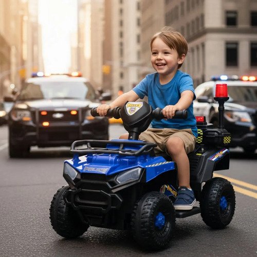 Carro Elétrico Infantil Policial 6v Frente/Ré Maxi Toys - AZUL