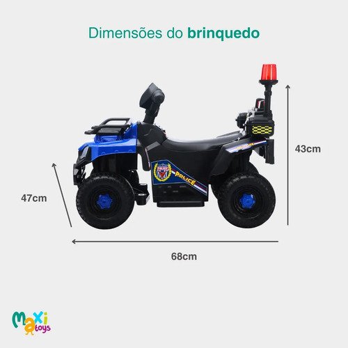 Carro Elétrico Infantil Policial 6v Frente/Ré Maxi Toys - AZUL