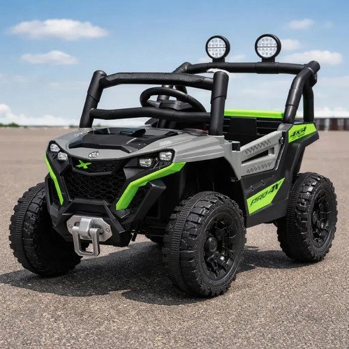 Carro jipe eletrico infantil controle remoto pedal sons cinz