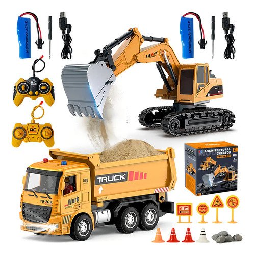 Carros de escavadeira controle brinquedos engenharia 2in1 br