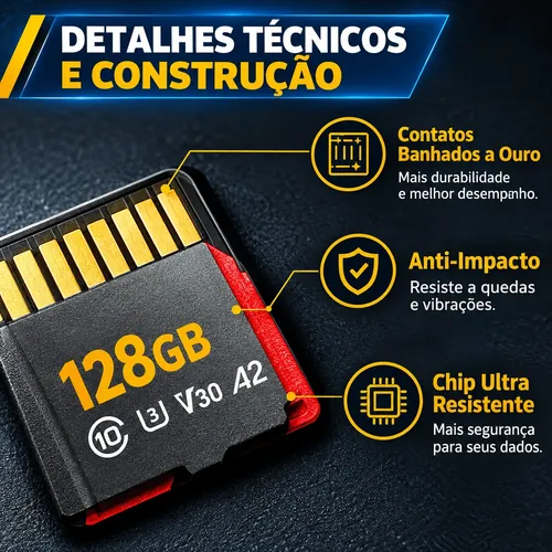 Cartao De Memoria 128gb C/ Adaptador Camera Celular Sd128g