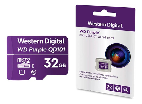 Cartão De Memória Micro SD 32GB WD Purple 16TBW Intelbras P/ CFTV e Segurança