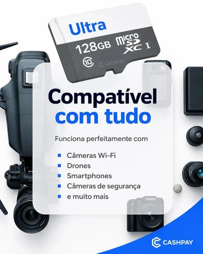 Cartão de Memória Micro SD CASHPAY Ultra 128 GB com Adaptador SD