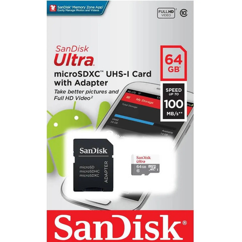 Cartão de Memória Micro Ultra Com Adaptador SD 64GB