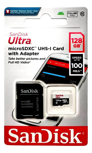 Cartao memoria 128gb sandisk original ultra 100mbs sandisk
