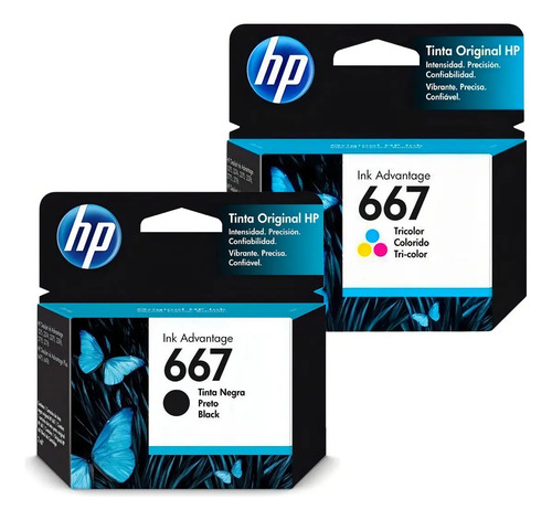 Cartucho de tinta hp 667 deskjet ink advantage cor preto e c