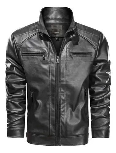 Casaco Couro Masculina Forrada Slim