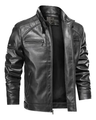 Casaco Couro Masculina Forrada Slim