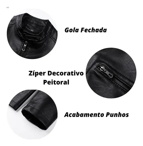 Casaco Couro Masculina Forrada Slim
