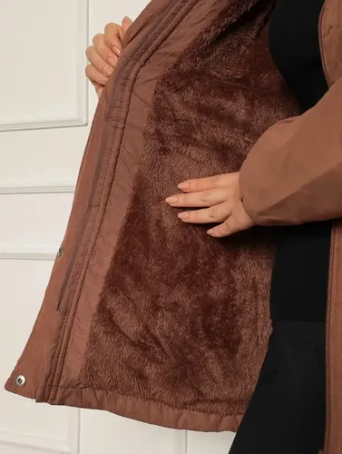 Casaco Feminino Parka De Sarja Sobretudo Forrado Com Pelúcia