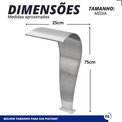 Cascata Para Piscina Inox Escovado 75x23 Envio Imediato