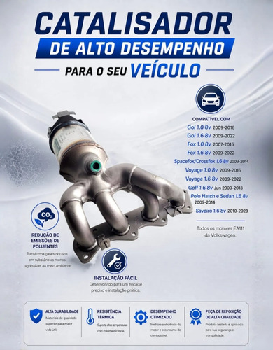 Catalisador Vw Gol Voyage Saveiro Fox G5 G6 1.0 1.6