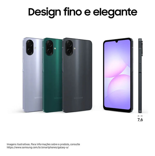 Celular Samsung Galaxy A07 128gb, 4gb, Câmera 50mp, Tela 6.7 , Proteção Ip54, Processador 6nm - Verde