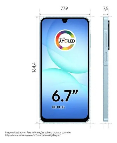 Celular Samsung Galaxy A17 Com Ia, 128gb, 4gb Ram, Câm De 50mp, Tela De 6.7 , Nfc, Ip54 - Azul