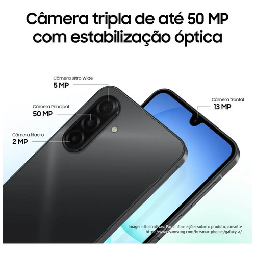 Celular Samsung Galaxy A17 Com Ia, 256gb, 8gb Ram, Câm De 50mp, Tela De 6.7 , Nfc, Ip54 - Preto 4G