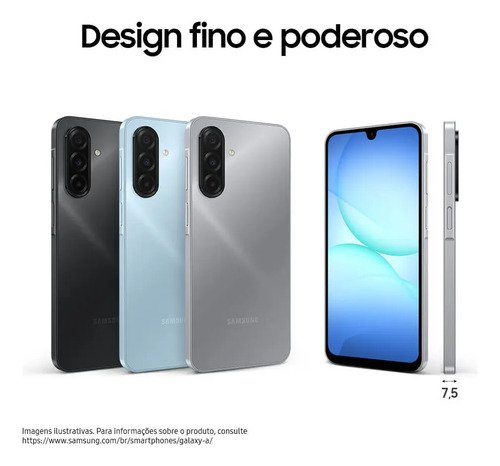 Celular Samsung Galaxy A17 Com Ia, 256gb, 8gb Ram, Câm De 50mp, Tela De 6.7 , Nfc, Ip54 - Preto 4G
