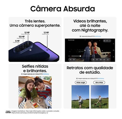 Celular Samsung Galaxy A57 5g 256gb, 8gb Ram, Recursos Ai Azul-escuro