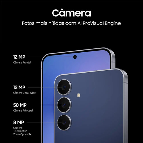 Celular Samsung Galaxy S25 Fe 5g, 128gb, 8gb Ram, Câmera Tripla De 50+12+8, Tela Grande De 6.7 Azul