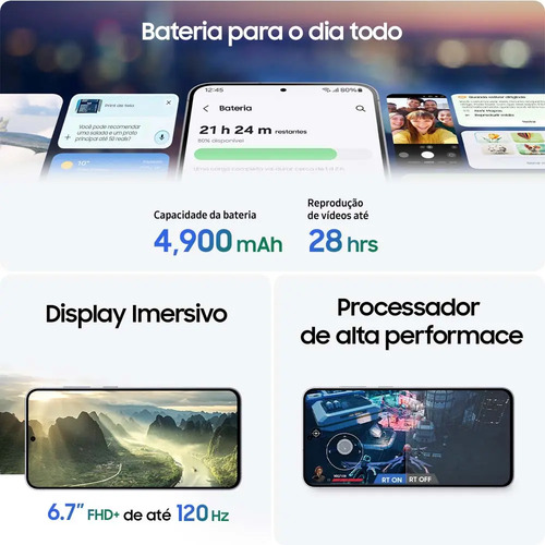 Celular Samsung Galaxy S25 Fe 5g, 128gb, 8gb Ram, Câmera Tripla De 50+12+8, Tela Grande De 6.7 Azul