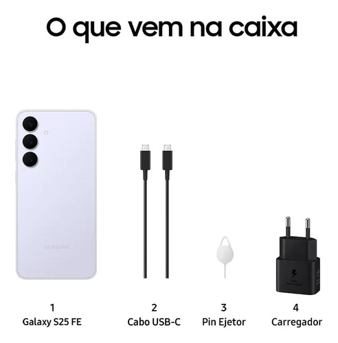 Celular Samsung Galaxy S25 Fe 5g, 128gb, 8gb Ram, Câmera Tripla De 50+12+8, Tela Grande De 6.7 Azul