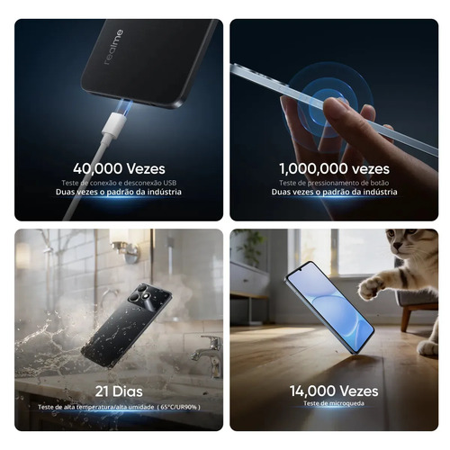 Celular Smartphone Realme Note 80s 128gb 4gb Ram Dual Sim Azul Bateria 6000mah Ultrafino 7,94 Mm Resistência À Poeira E Água Ip54