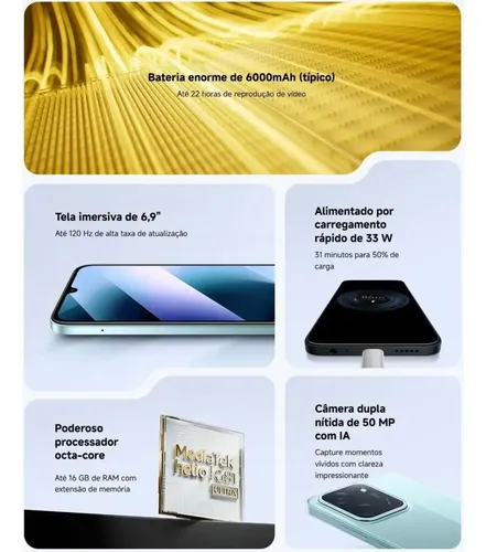 Celular Xiaomi Poco C85 Dual Sim Nfc 8gb Ram 256gb + Brinde