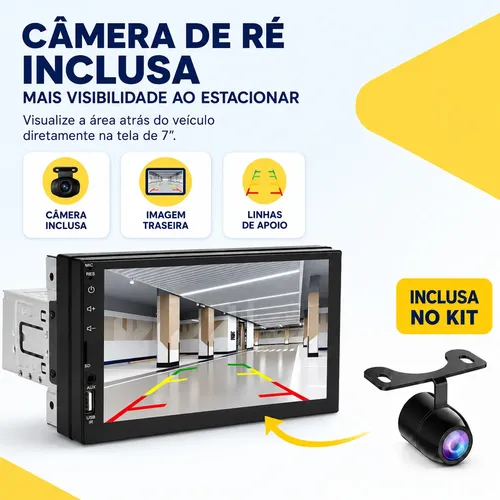 Central Multimídia 1 Din Mp5 Bluetooth 7 Espelha Hd