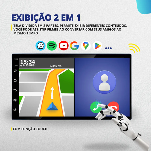 Central Multimídia Mp5 1 Din Carplay Android-auto 7'+ Cam Ré