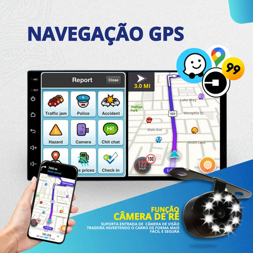 Central Multimídia Mp5 1 Din Carplay Android-auto 7'+ Cam Ré