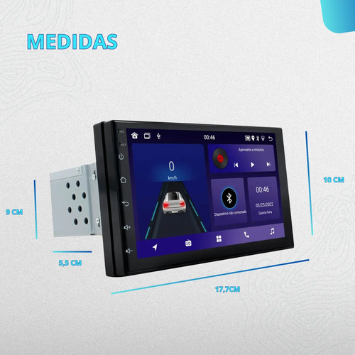Central Multimídia Mp5 1 Din Carplay Android-auto 7'+ Cam Ré