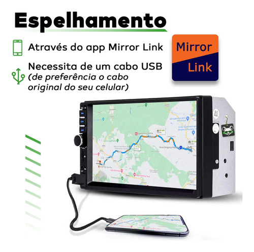 Central Multimídia Mp5 2 Din 7 Polegadas Espelhamento Usb Sd Bluetooth 7810h First
