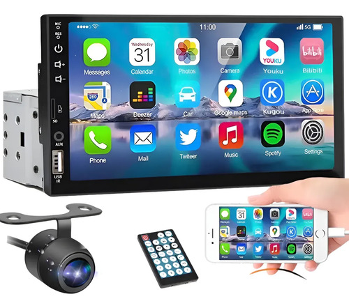 Central multimidia mp5 universal tela 7 p touch camera re
