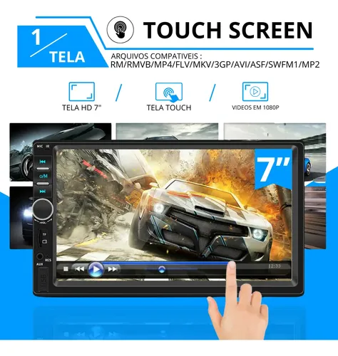 Central Multimídia Touch Mp5 2din Bluetooth Usb + Câmera Ré