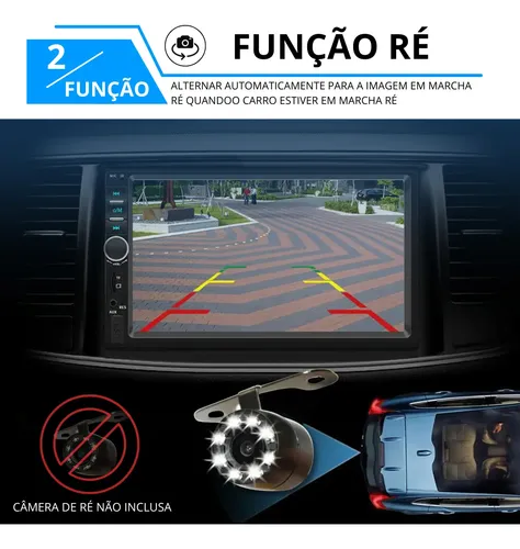 Central Multimídia Touch Mp5 2din Bluetooth Usb + Câmera Ré