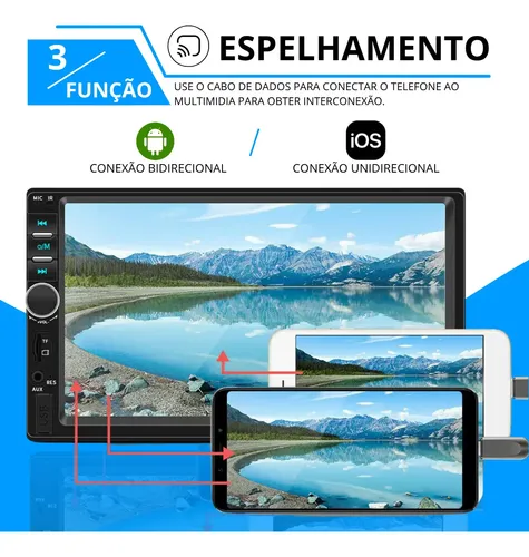 Central Multimídia Touch Mp5 2din Bluetooth Usb + Câmera Ré