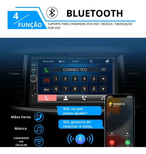 Central Multimídia Touch Mp5 2din Bluetooth Usb + Câmera Ré