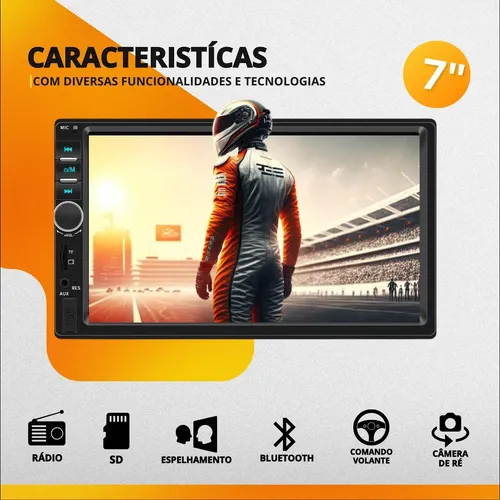 Central Multimídia Universal Mp5 Câmera Bt Espelha Dvd 2 Din