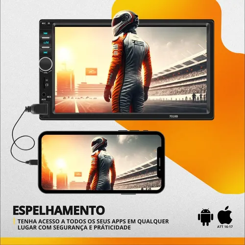 Central Multimídia Universal Mp5 Câmera Bt Espelha Dvd 2 Din