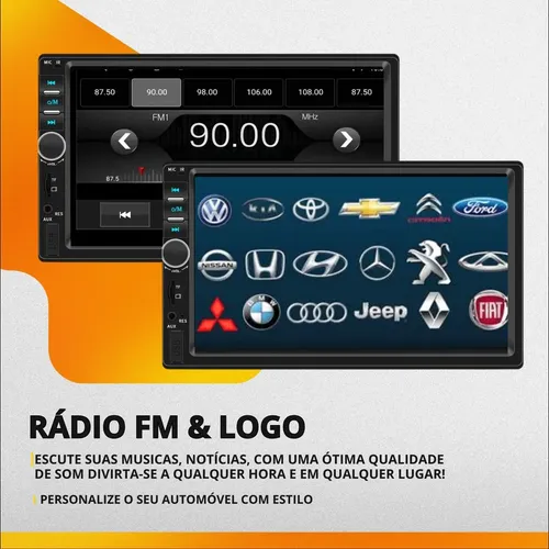 Central Multimídia Universal Mp5 Câmera Bt Espelha Dvd 2 Din
