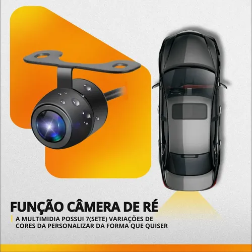Central Multimídia Universal Mp5 Câmera Bt Espelha Dvd 2 Din