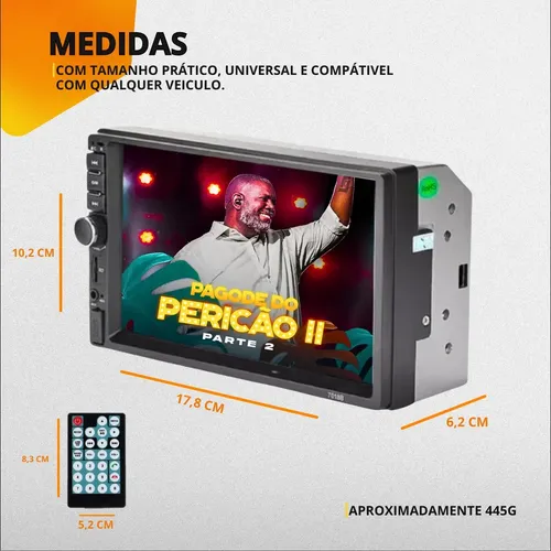 Central Multimídia Universal Mp5 Câmera Bt Espelha Dvd 2 Din
