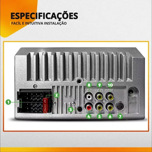 Central Multimídia Universal Mp5 Câmera Bt Espelha Dvd 2 Din